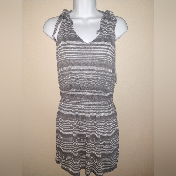 Becca by Rebecca Virtue Charcoal Shimmer Plunge Swim Cover-up Dress - Picture 3 of 3